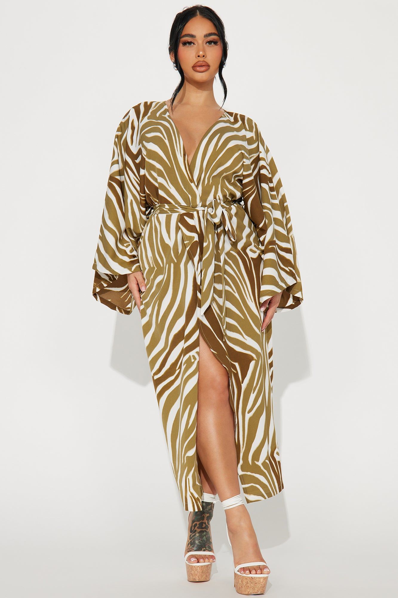 Wild Thing Satin Maxi Dress - Olive sold by Fashion Nova