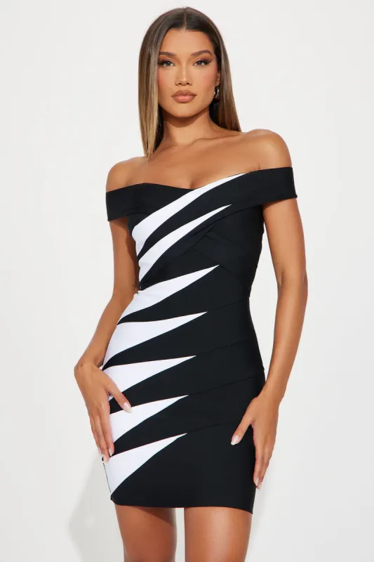 Aliah Bandage Mini Dress - Black/White sold by Fashion Nova