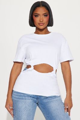 Run It Up Cut Out Top - White sold by Fashion Nova