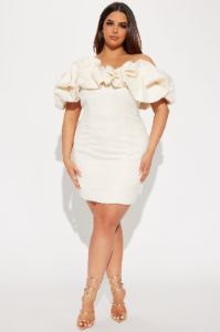 Parisian Nights Mini Dress - Cream sold by Fashion Nova