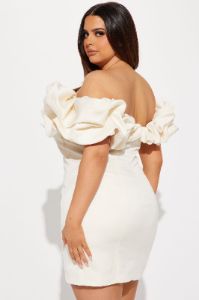 Parisian Nights Mini Dress - Cream sold by Fashion Nova