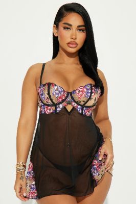 Mon Amour Floral Babydoll - Black sold by Fashion Nova