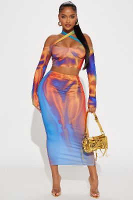 Feeling Heated Skirt Set - Multi Color sold by Fashion Nova