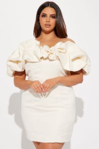 Parisian Nights Mini Dress - Cream sold by Fashion Nova