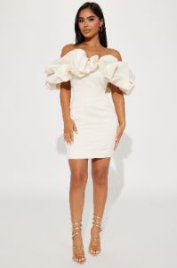 Parisian Nights Mini Dress - Cream sold by Fashion Nova