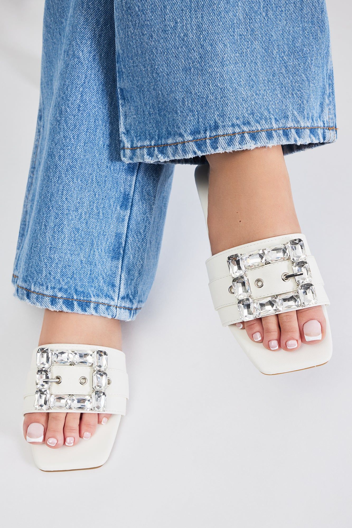 Never Complicated Flat Sandals - White sold by Fashion Nova