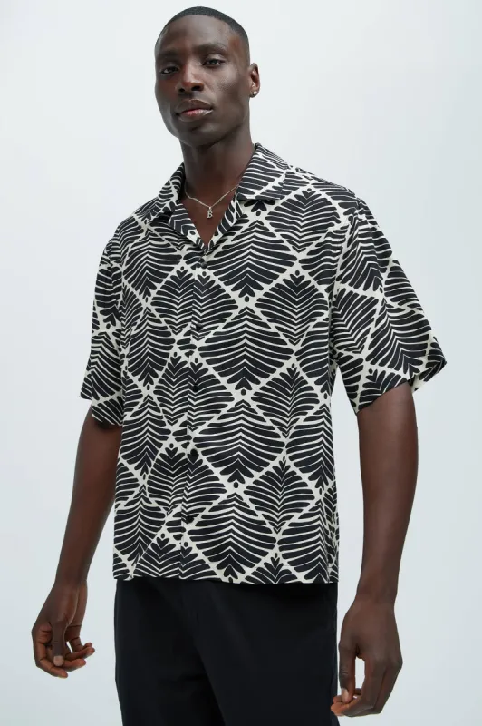 Elias Linen Shirt - Black/combo sold by Fashion Nova