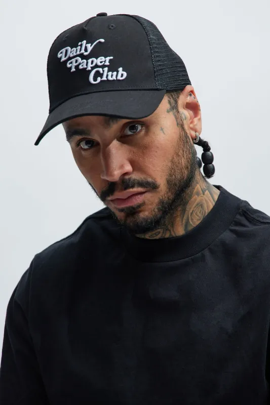 Daily Paper Club Twill Trucker Hat - Black sold by Fashion Nova