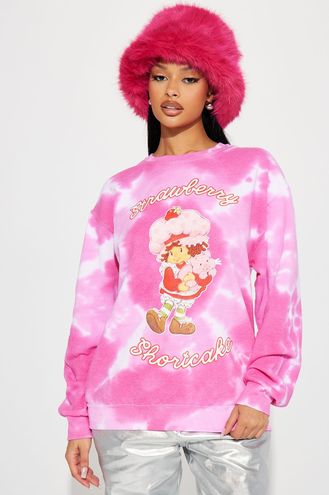 Strawberry Shortcake Tie-Dye Sweatshirt - Pink/combo sold by Fashion Nova