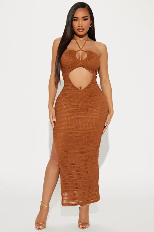 Sofie Crochet Maxi Dress - Rust sold by Fashion Nova