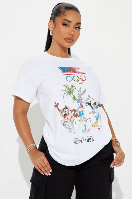 Looney Tunes USA Champs Tee - White sold by Fashion Nova