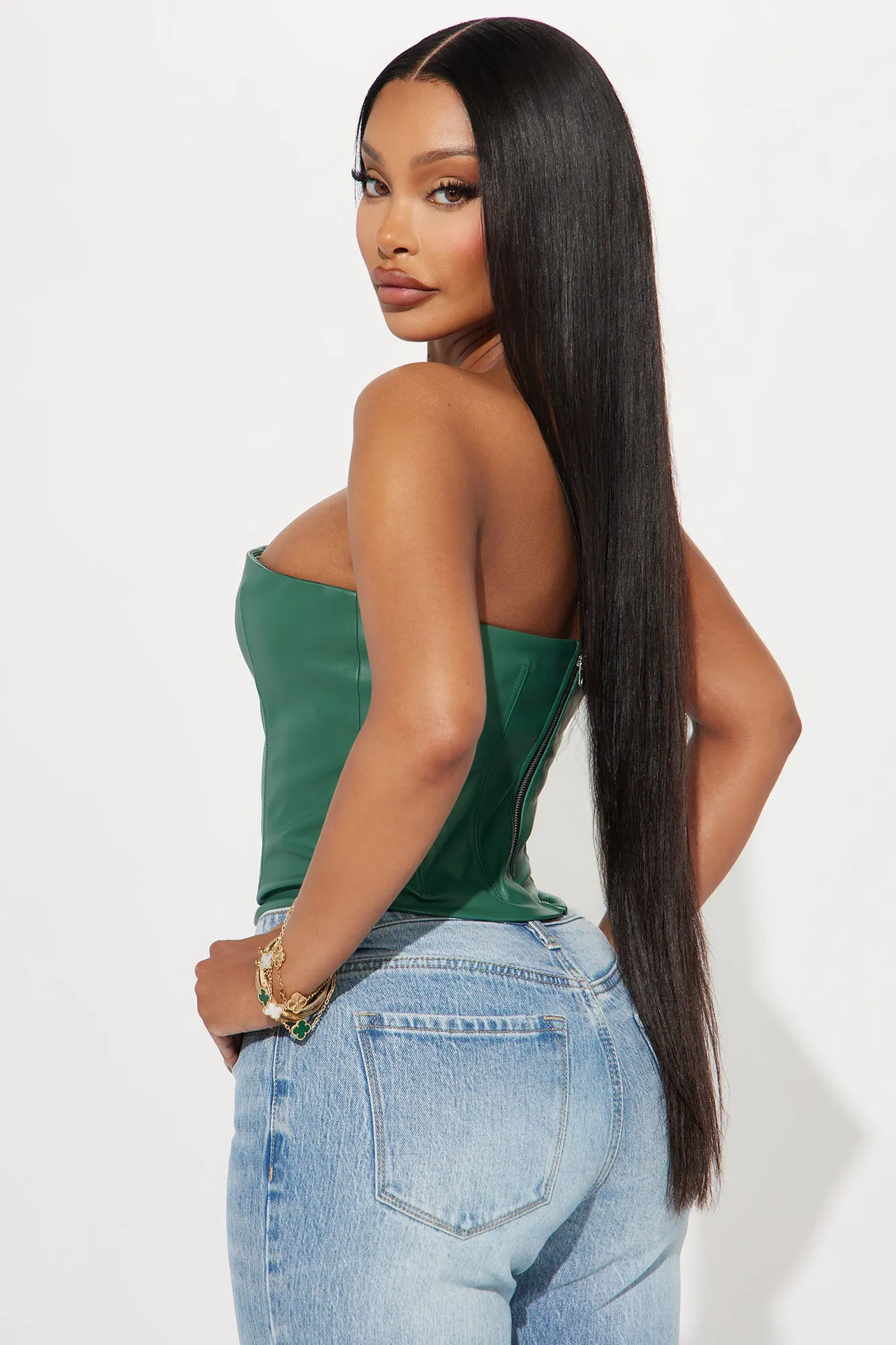 Feel Good Faux Leather Corset Top - Hunter sold by Fashion Nova product image thumbnail 3