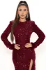 Foreign Cars Sequin Maxi Dress - Wine sold by Fashion Nova