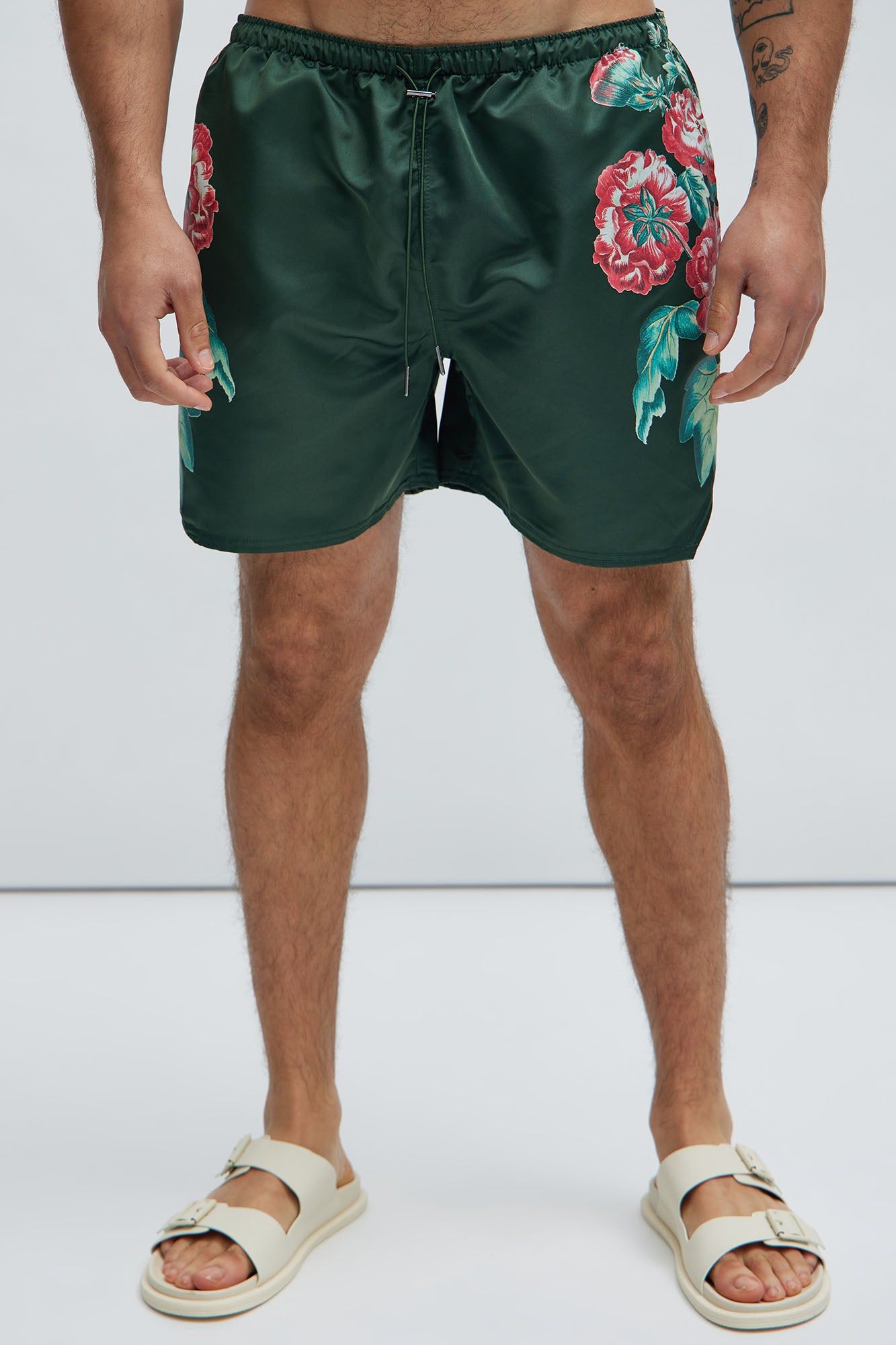 All The Flowers Swim Trunks - Green sold by Fashion Nova