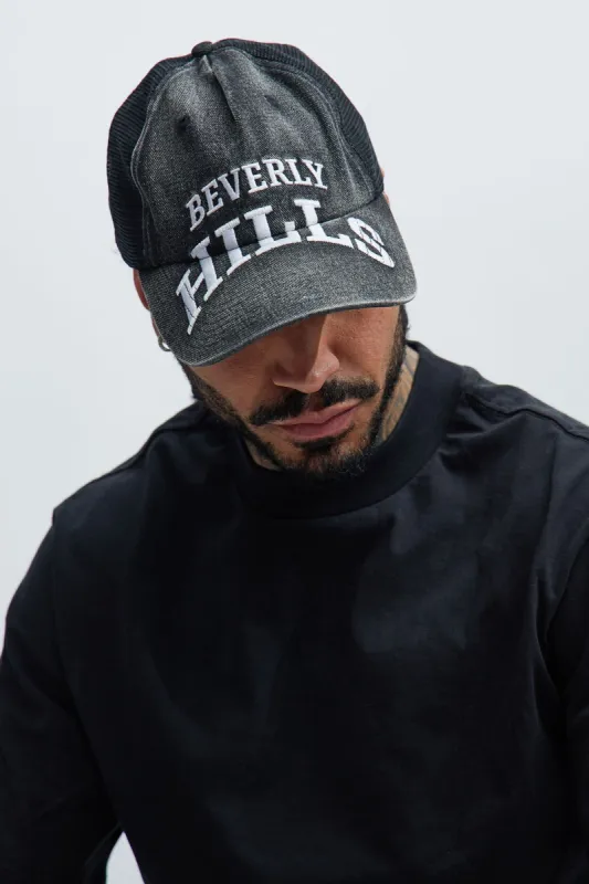 Beverly Hills Denim Snapback Hat - Denim sold by Fashion Nova