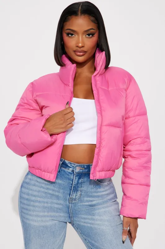 Name Your Game Puffer Coat - Pink sold by Fashion Nova