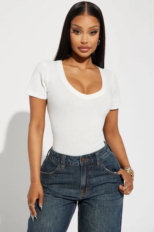Irene Ribbed Baby Tee - Ivory sold by Fashion Nova