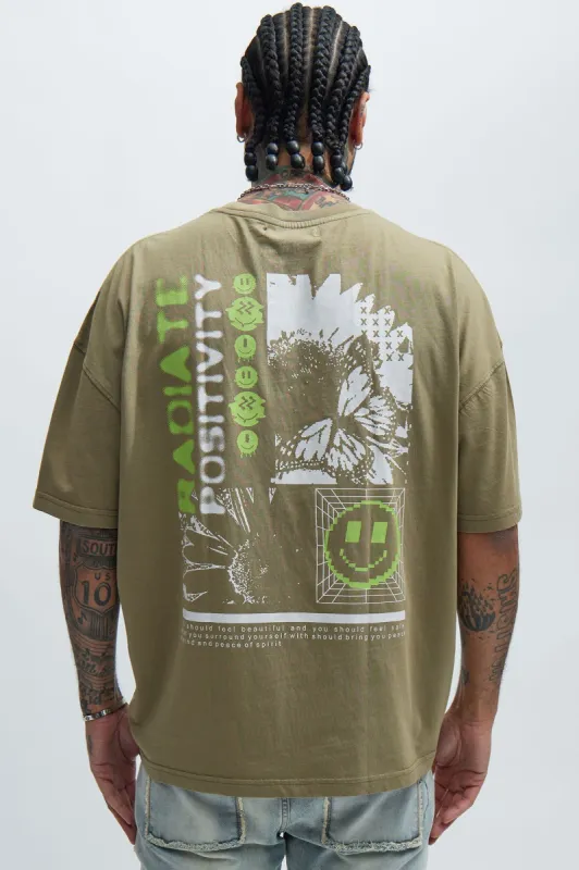 Radiant Positivity Oversize Short Sleeve Tee - Olive sold by Fashion Nova