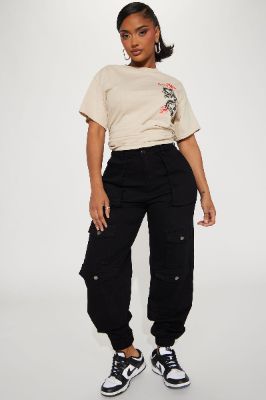 Watch Me Go Cargo Jogger - Black sold by Fashion Nova