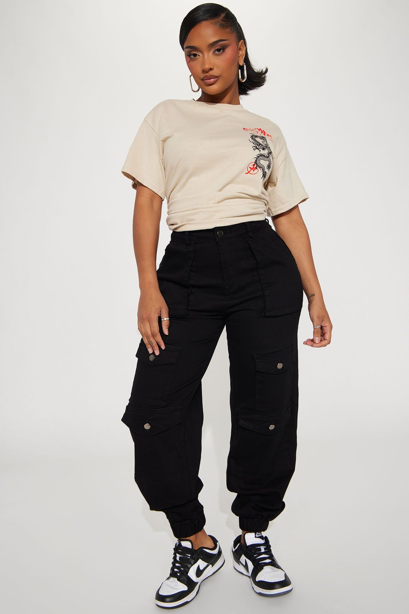 Watch Me Go Cargo Jogger - Black sold by Fashion Nova