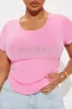 Post Up Flawless Rhinestone Tee - Pink sold by Fashion Nova