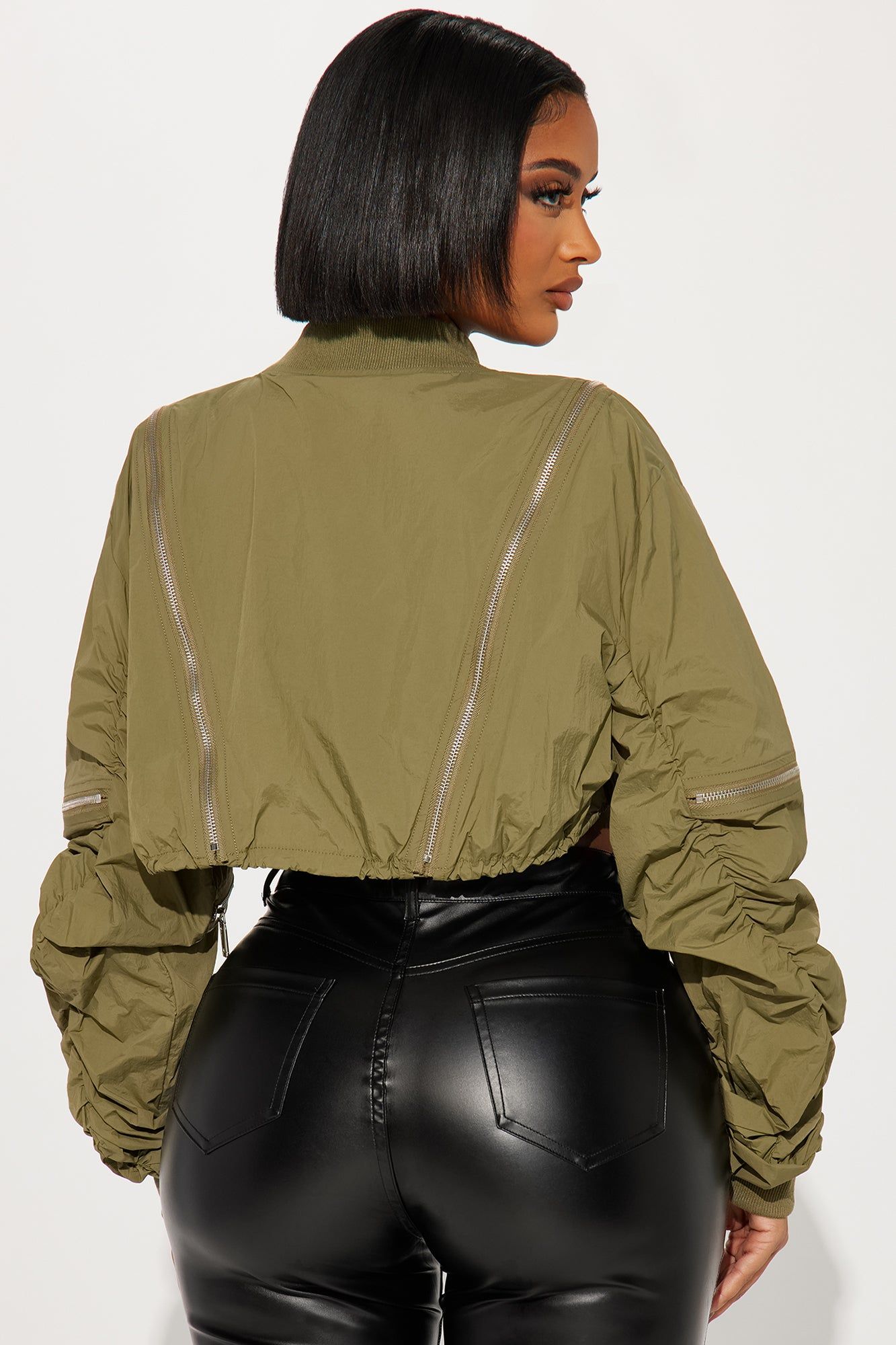 Zip It Cropped Jacket - Olive sold by Fashion Nova product image thumbnail 3
