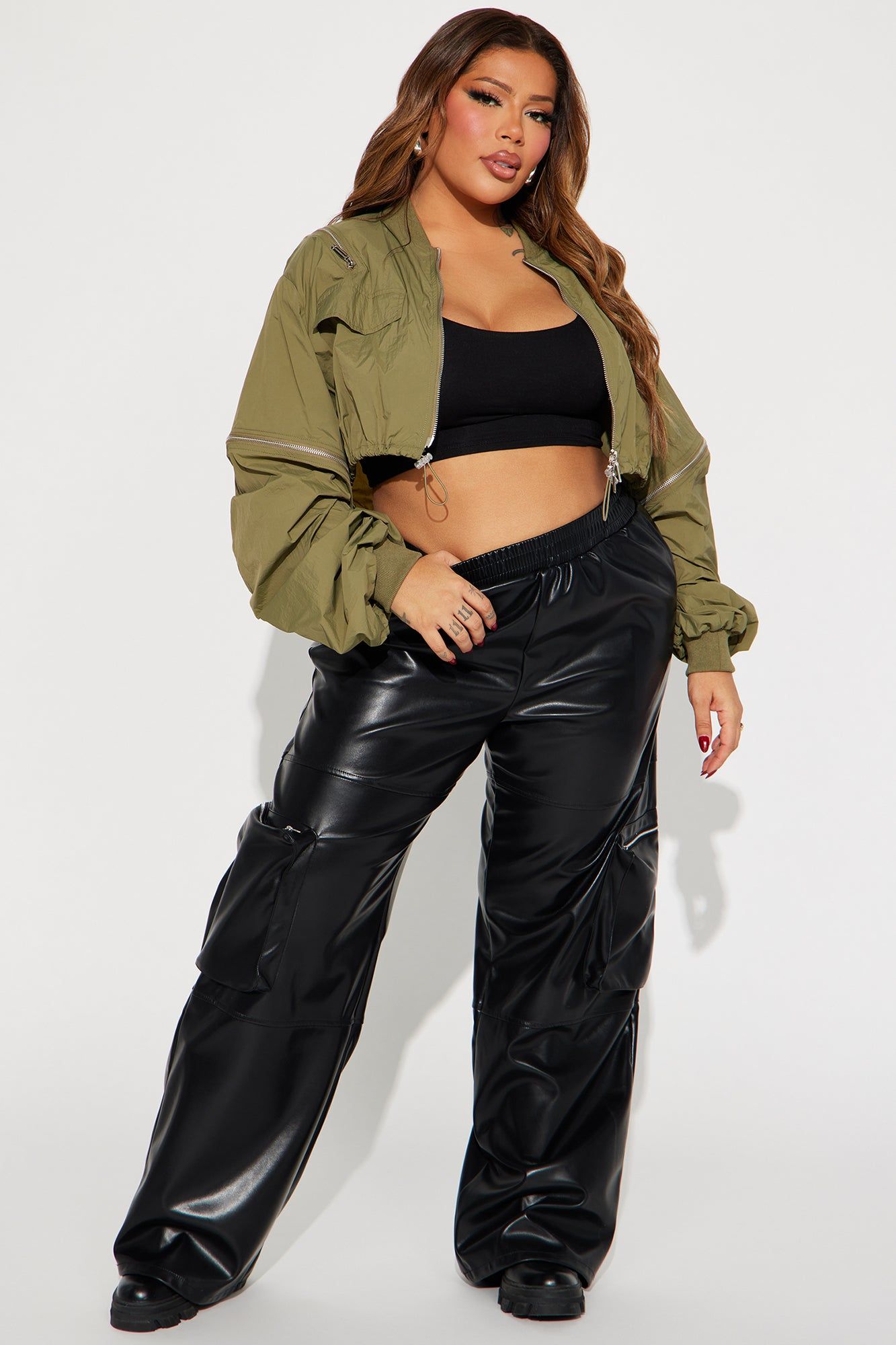 Zip It Cropped Jacket - Olive sold by Fashion Nova product image thumbnail 5