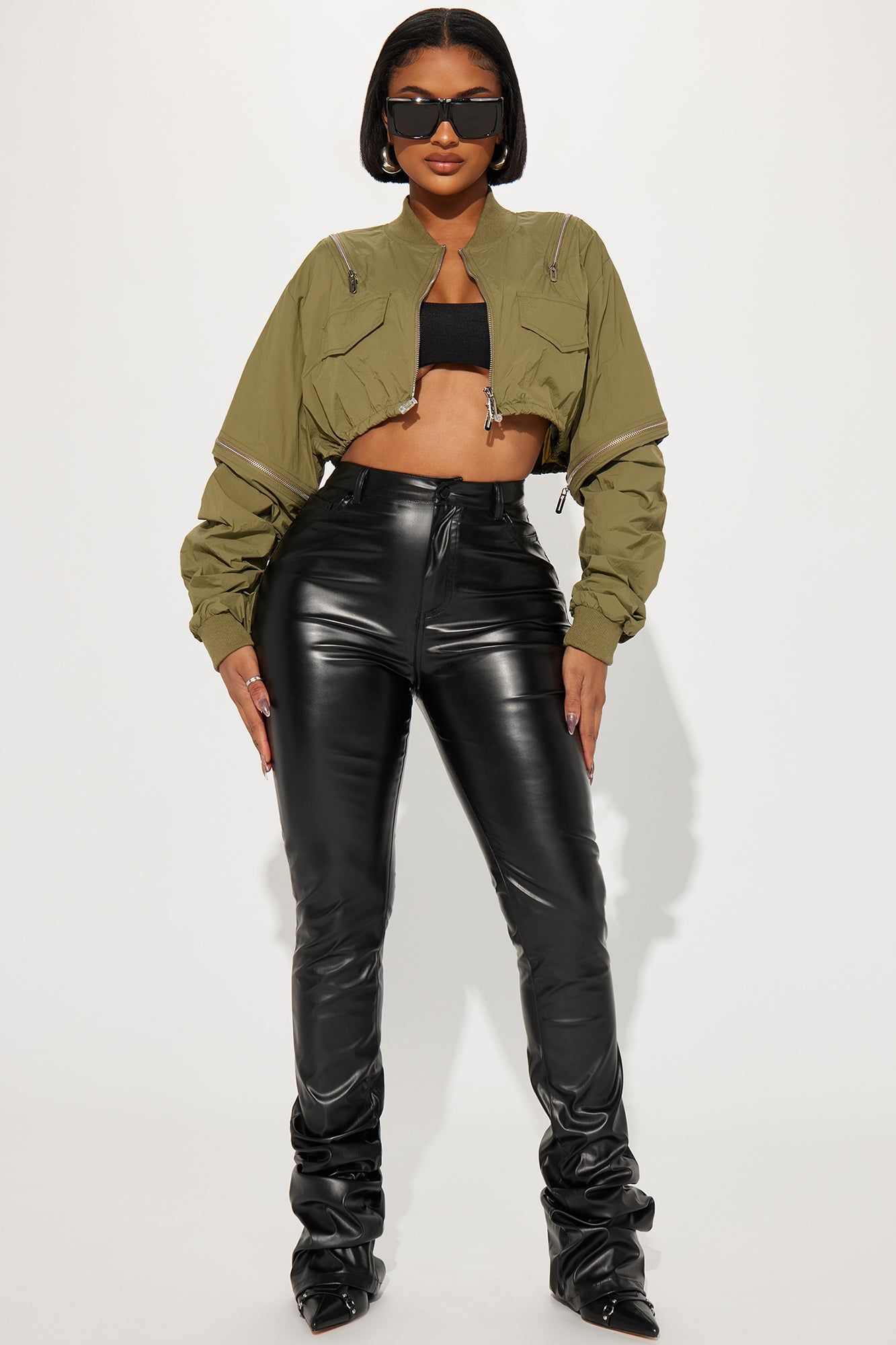 Zip It Cropped Jacket - Olive sold by Fashion Nova product image thumbnail 2