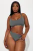 Nova Cotton Scoop Neck Bralette - Charcoal sold by Fashion Nova