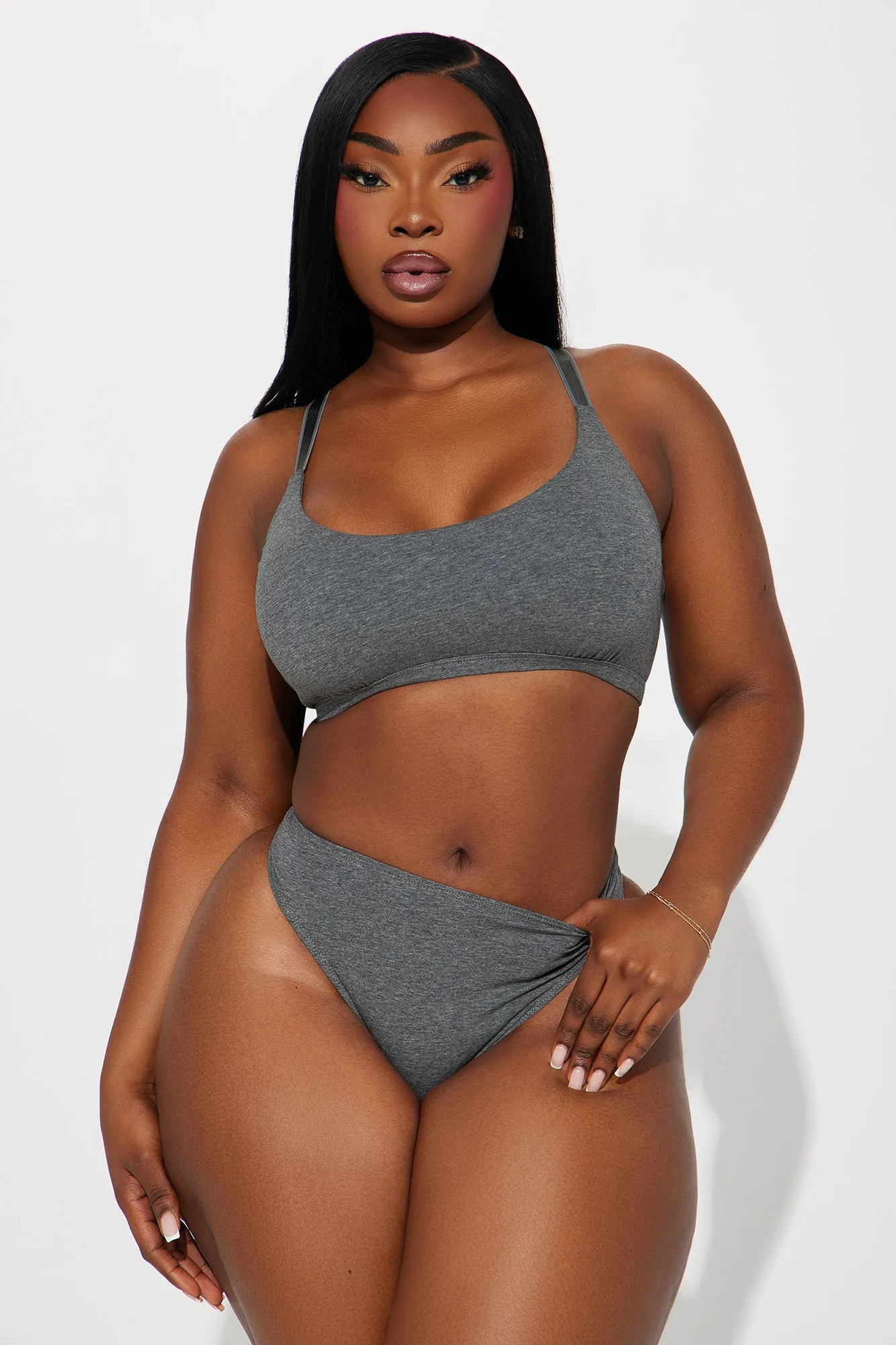 Nova Cotton Scoop Neck Bralette - Charcoal sold by Fashion Nova product image thumbnail 5