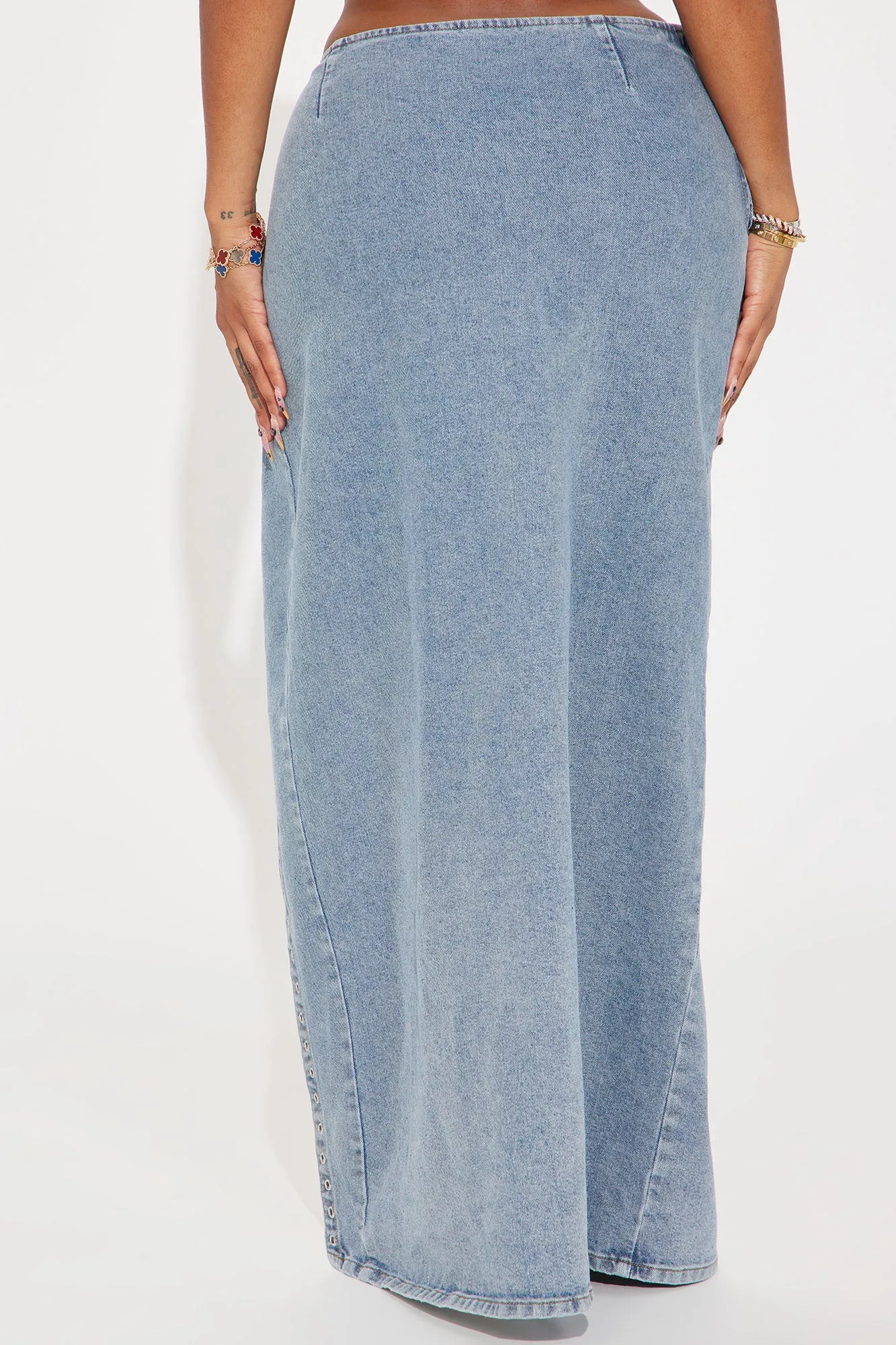 Daydreaming Lace Up Denim Maxi Skirt - Medium Wash sold by Fashion Nova product image thumbnail 3