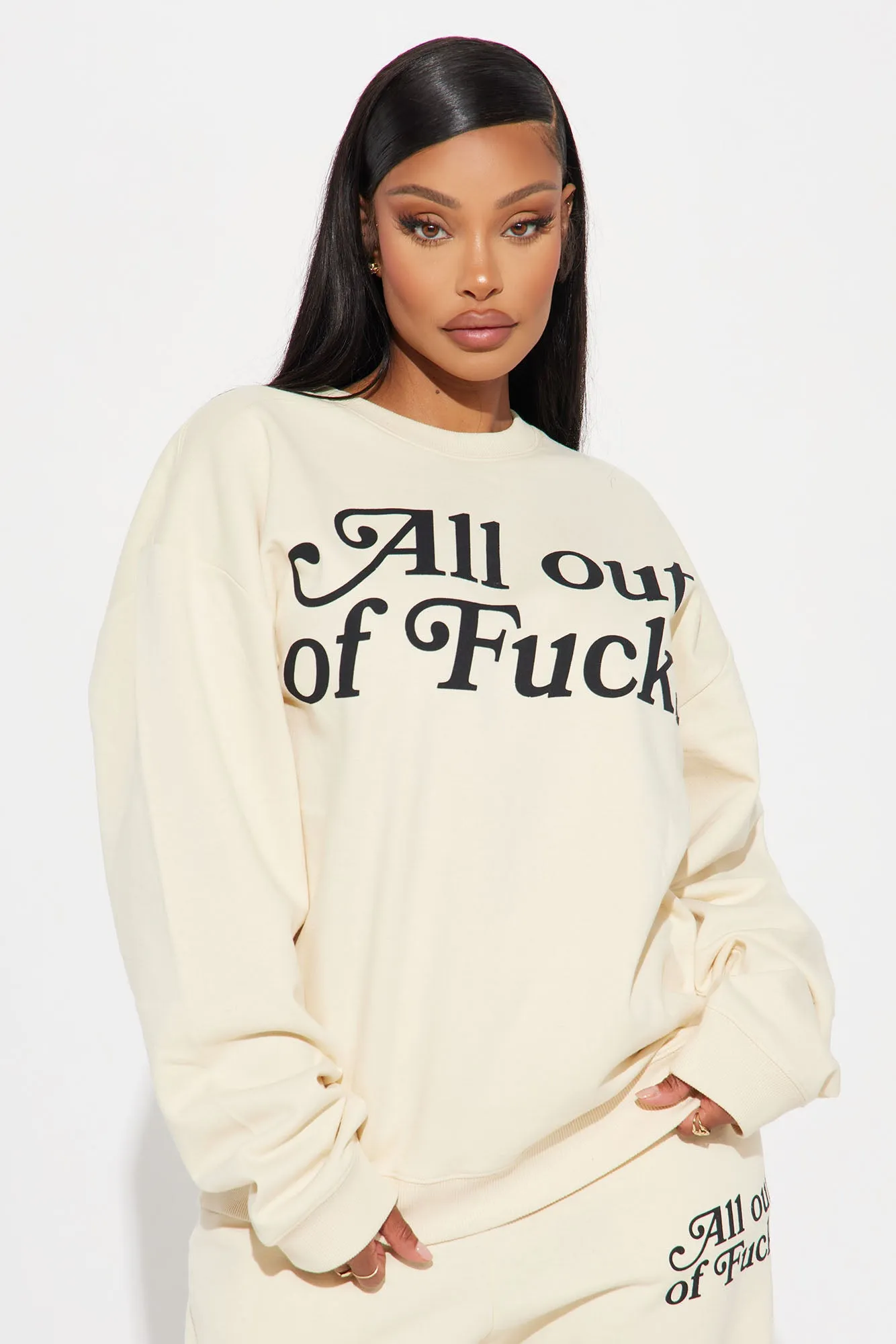 All Out Of Fcks Sweatshirt - Cream sold by Fashion Nova