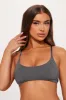 Nova Cotton Scoop Neck Bralette - Charcoal sold by Fashion Nova