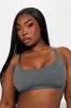 Nova Cotton Scoop Neck Bralette - Charcoal sold by Fashion Nova