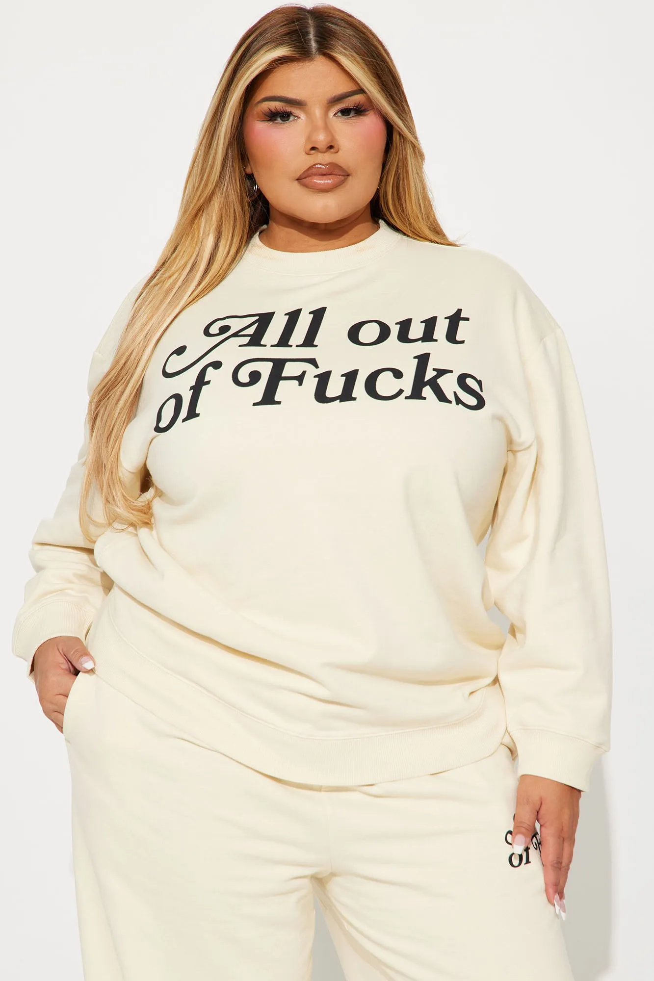 All Out Of Fcks Sweatshirt - Cream sold by Fashion Nova product image thumbnail 5