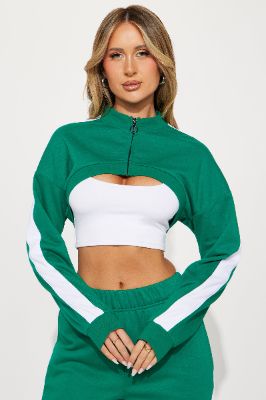 Keep Track Of It Cropped Sports Jacket - Kelly Green sold by Fashion Nova