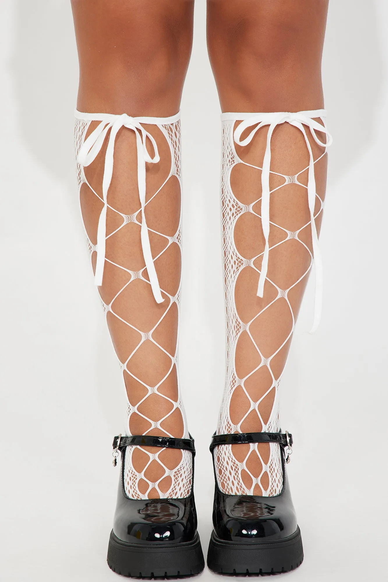 Keep It Edgy Lace Up Socks - White sold by Fashion Nova