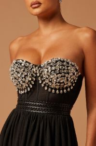 Raven Embellished Chiffon Gown - Black sold by Fashion Nova