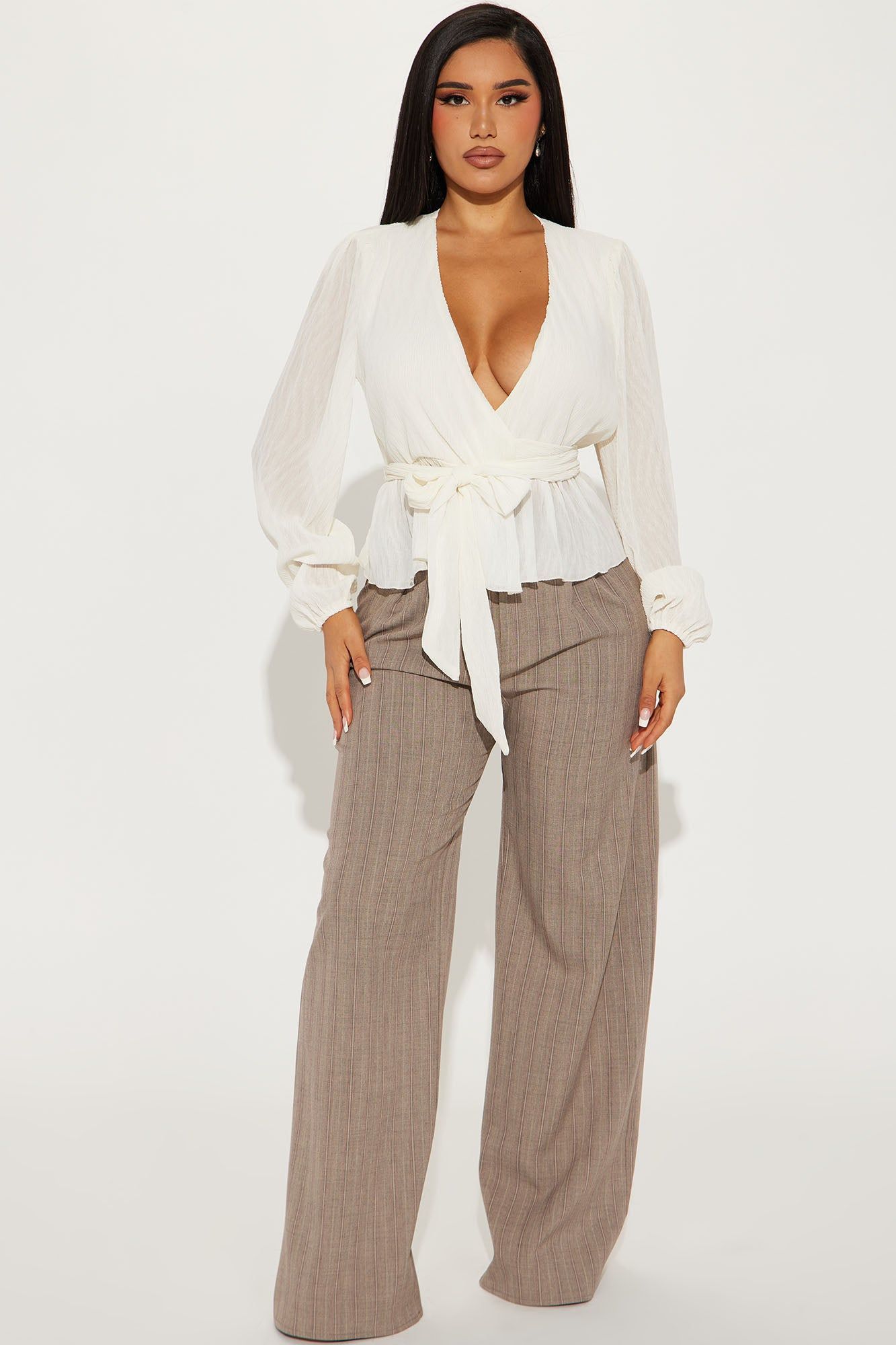 Play Time Pleated Blouse - Cream sold by Fashion Nova product image thumbnail 2