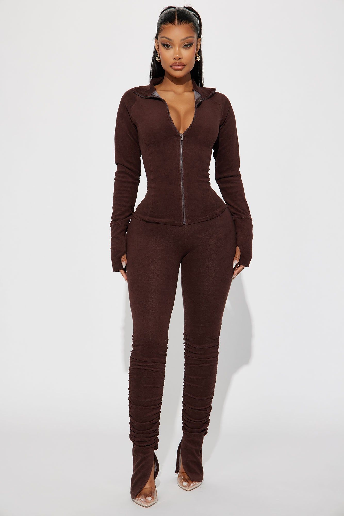 Weekend Chill Terry Cloth Pant Set - Chocolate sold by Fashion Nova