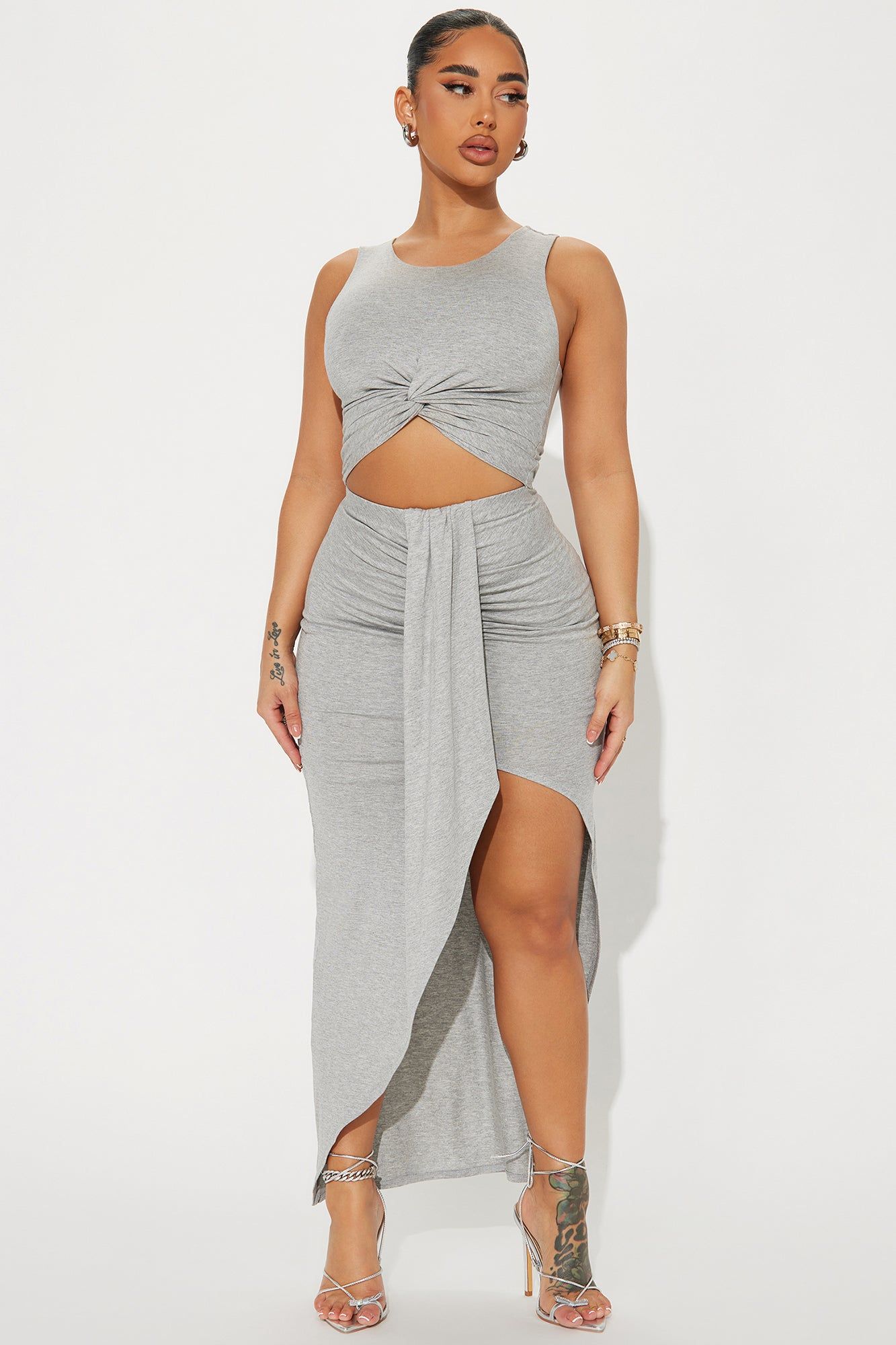 Cheyenne Skirt Set - Heather Grey sold by Fashion Nova