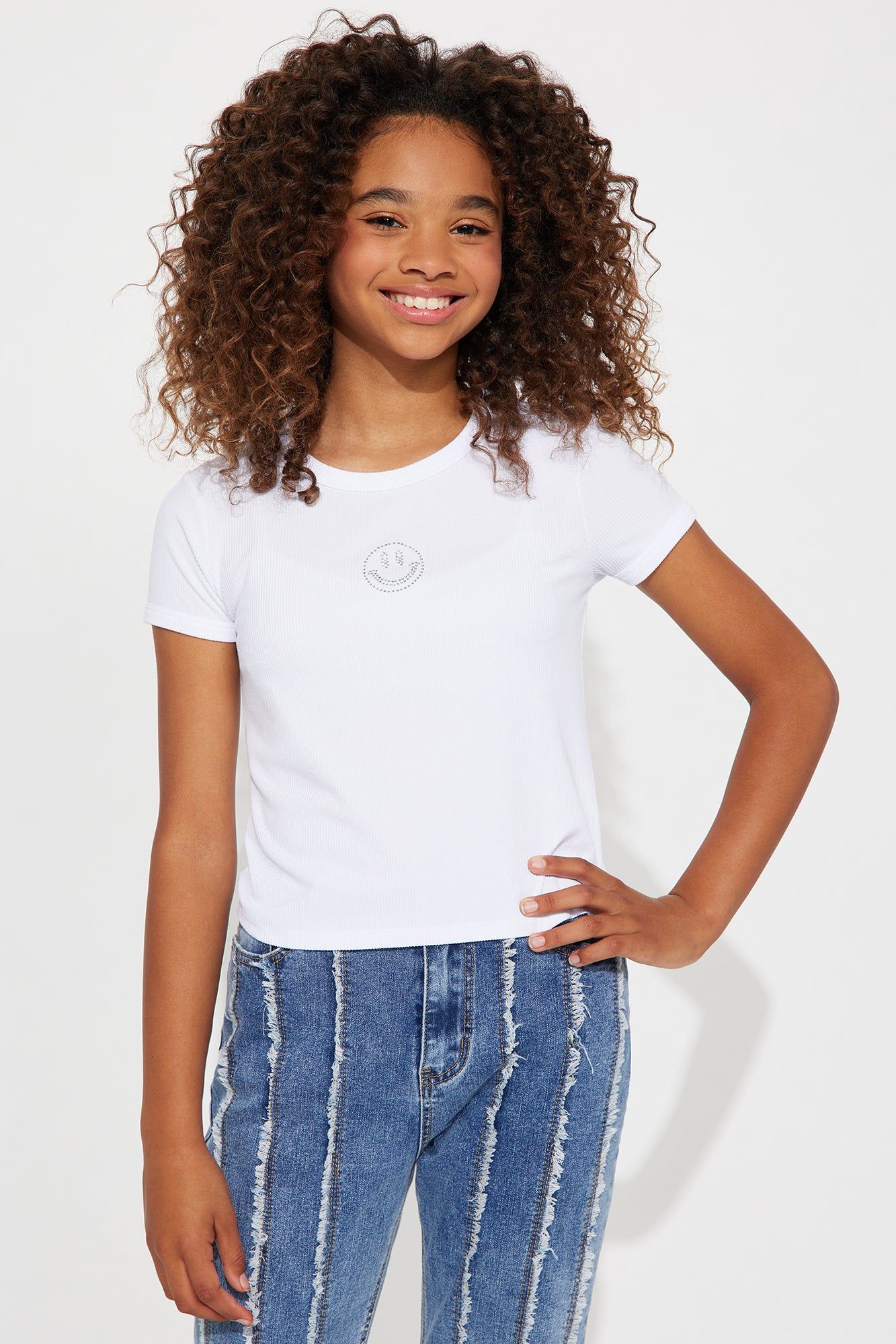 Happy Mood Only Crew Neck Tee - White sold by Fashion Nova