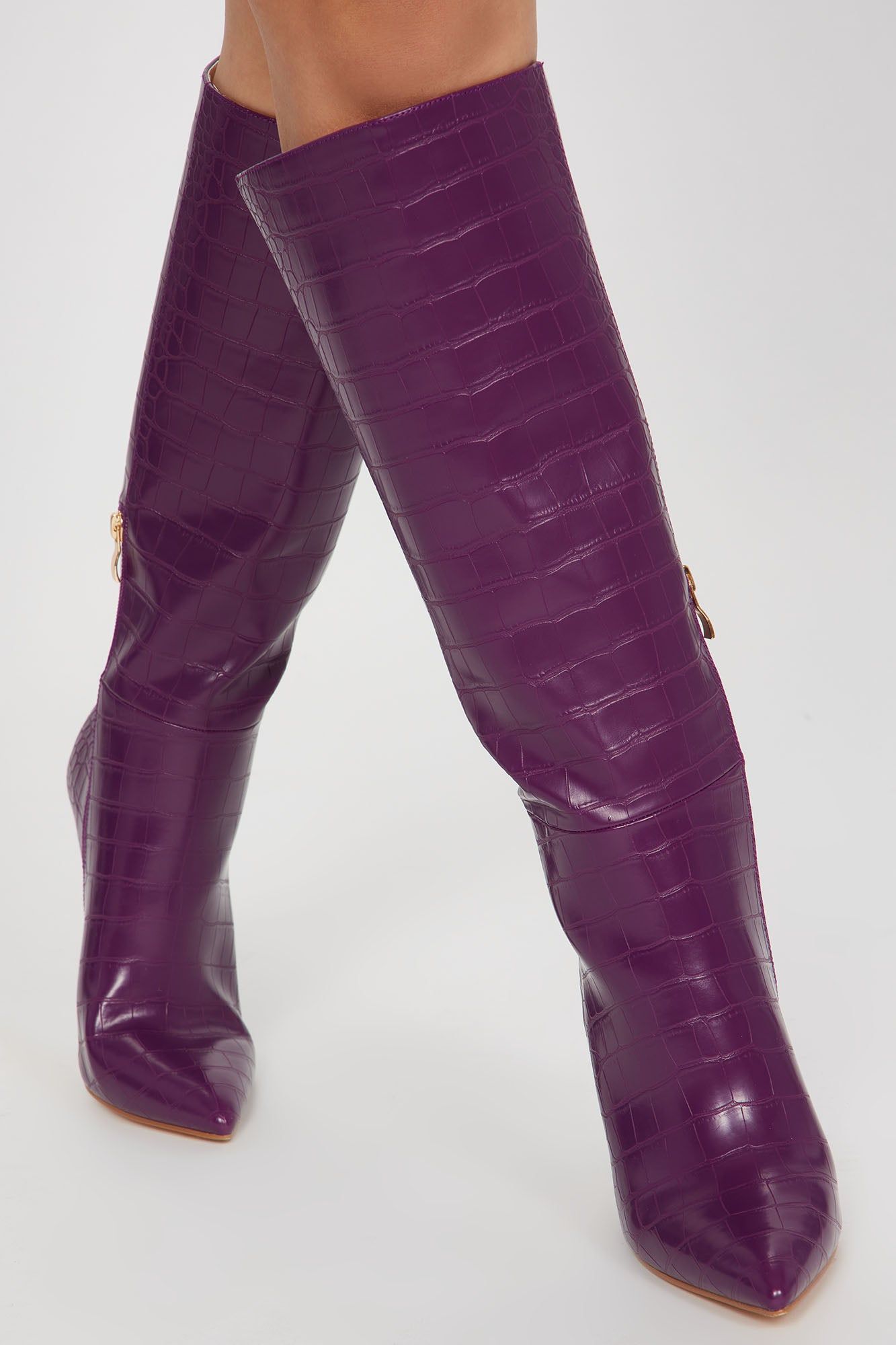 Miss The Moment Knee High Heeled Boots - Purple sold by Fashion Nova product image thumbnail 2