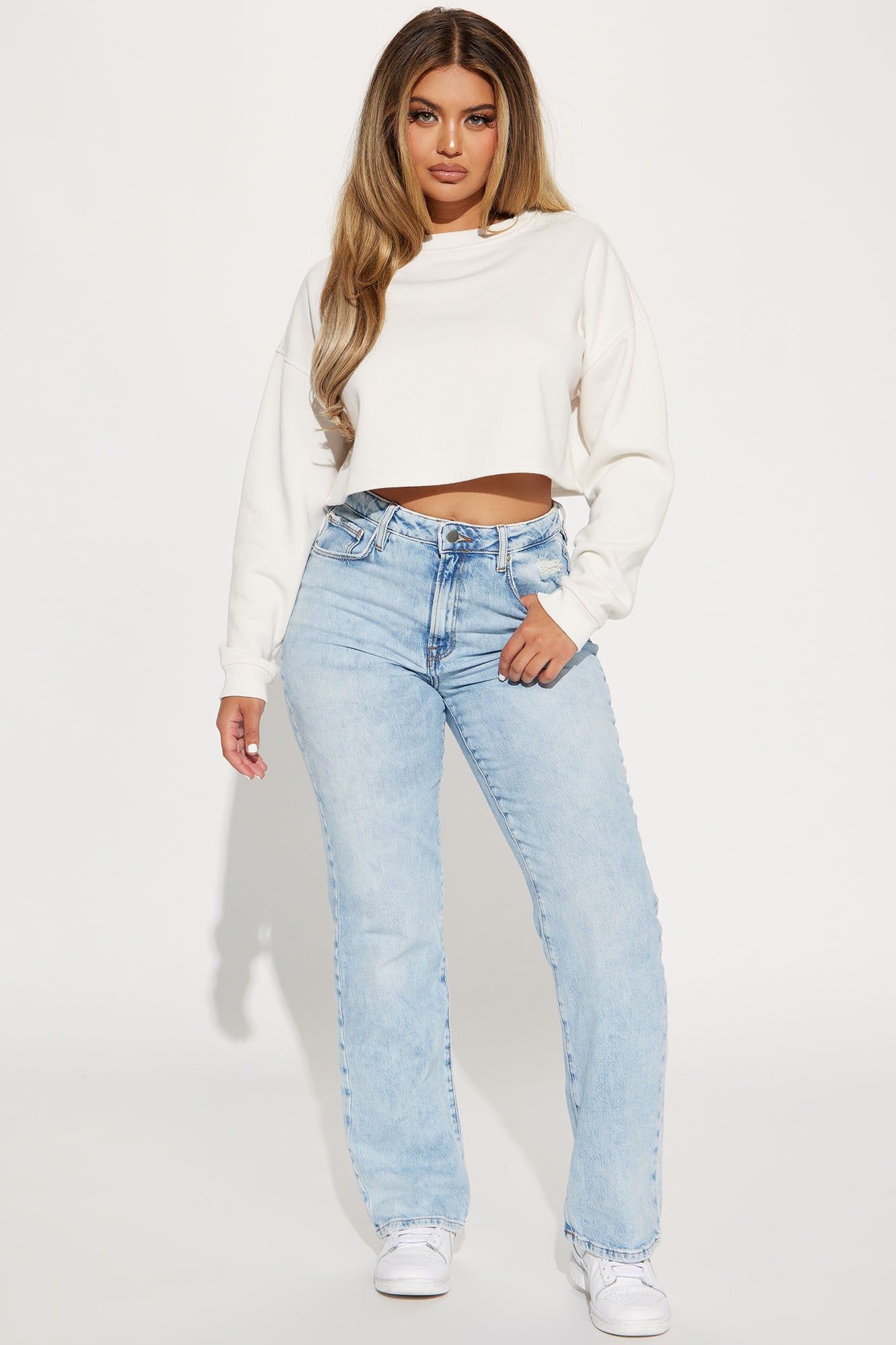 Adore You Pullover Crew Neck - White sold by Fashion Nova product image thumbnail 2