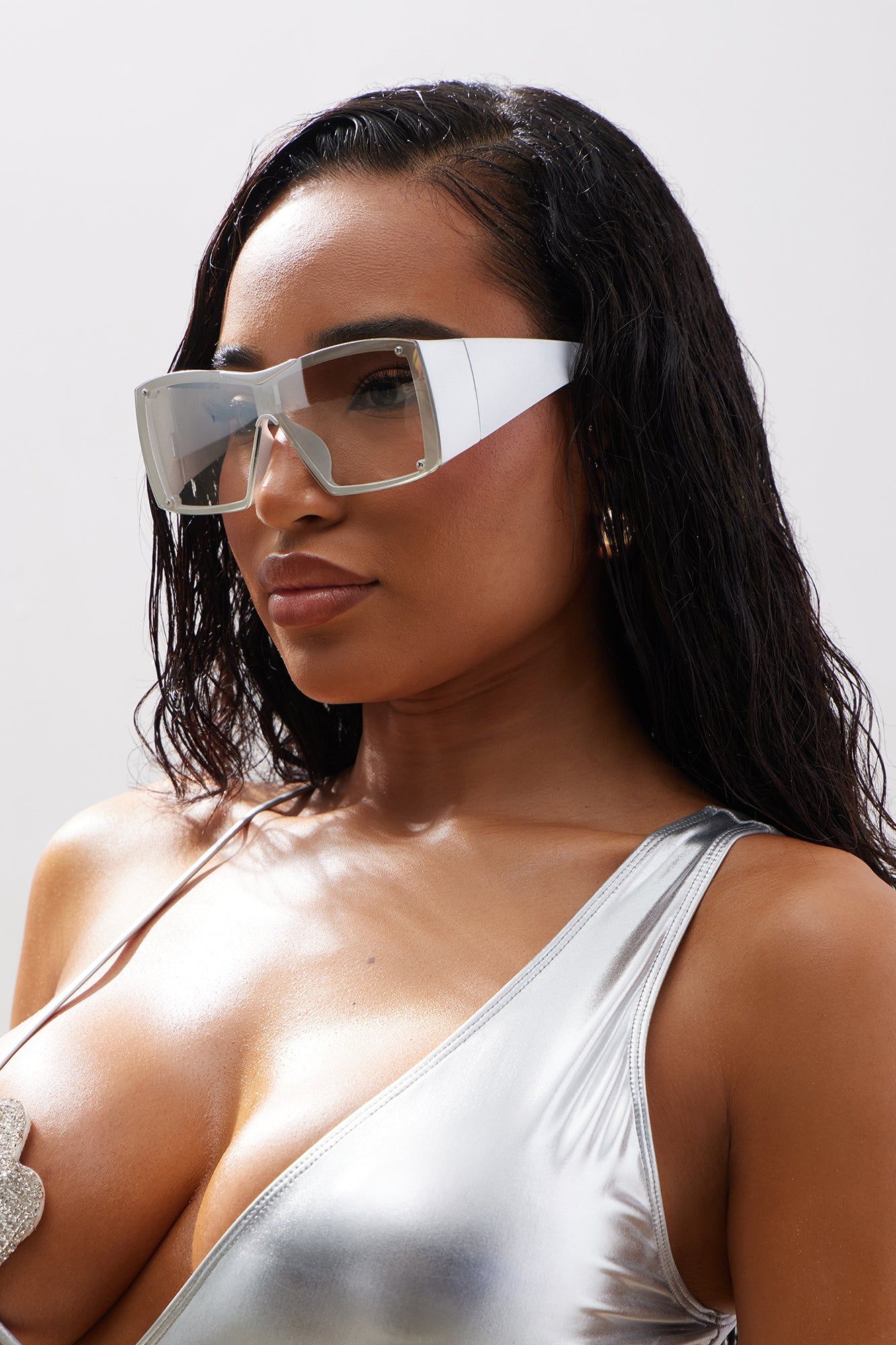 Sunkissed Babe Sunglasses - Silver sold by Fashion Nova