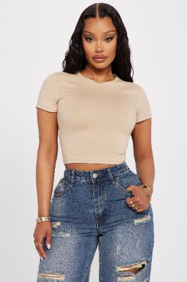 Anna Crew Neck Crop Top - Desert sold by Fashion Nova