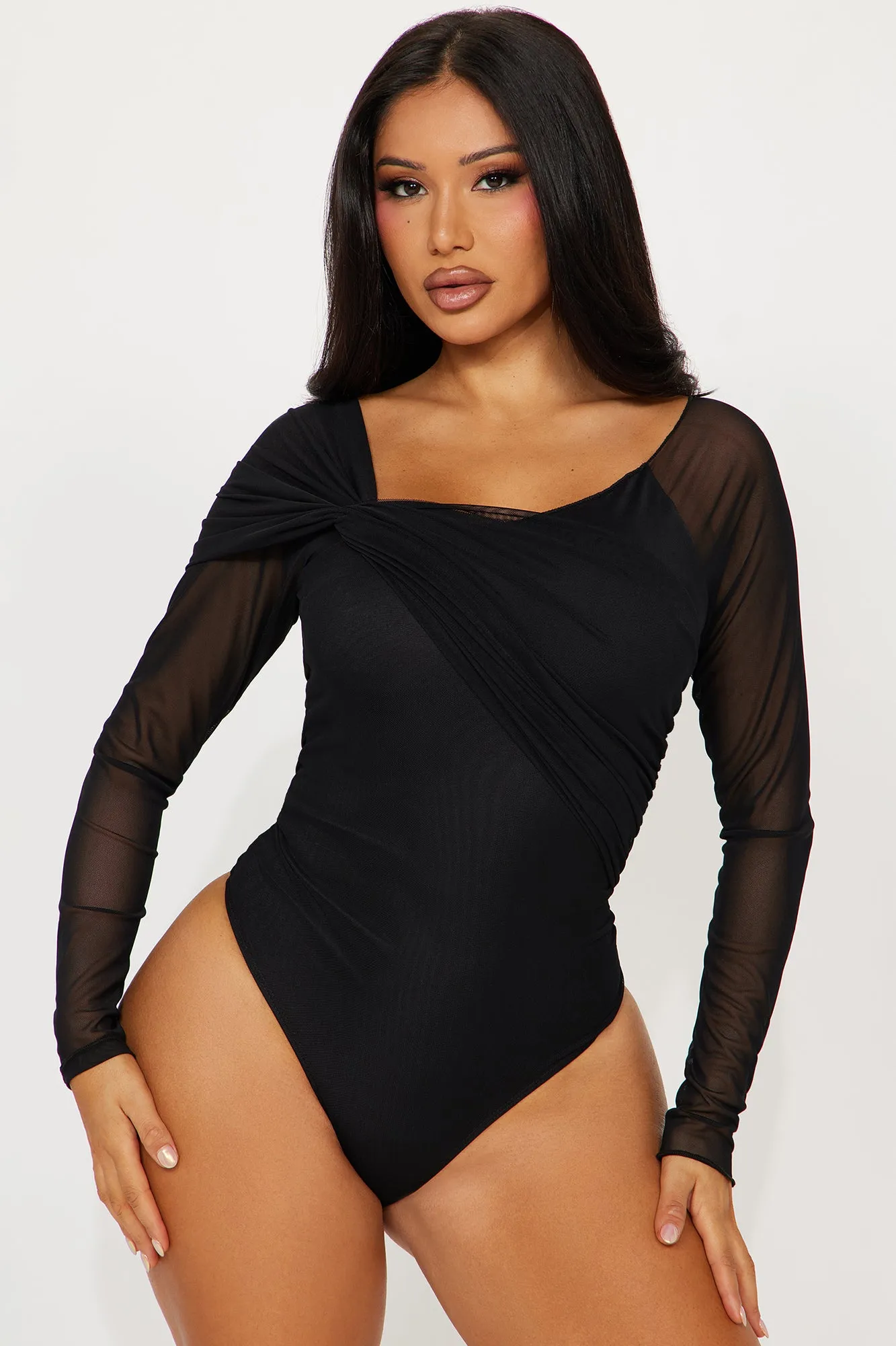 Odessa One Shoulder Bodysuit - Black sold by Fashion Nova
