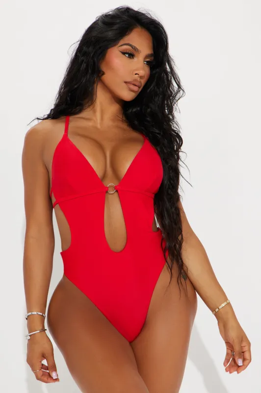 Crystal Strappy 1 Piece Swimsuit - Red sold by Fashion Nova