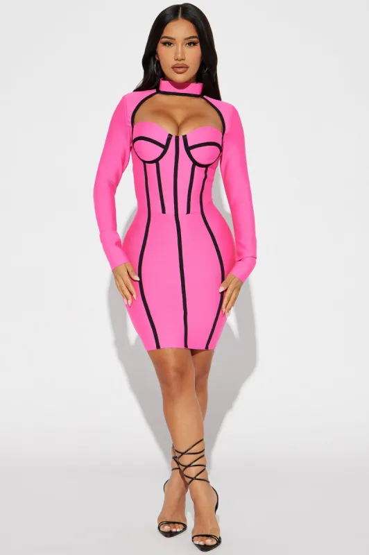 Juliet Bandage Mini Dress - Hot Pink sold by Fashion Nova
