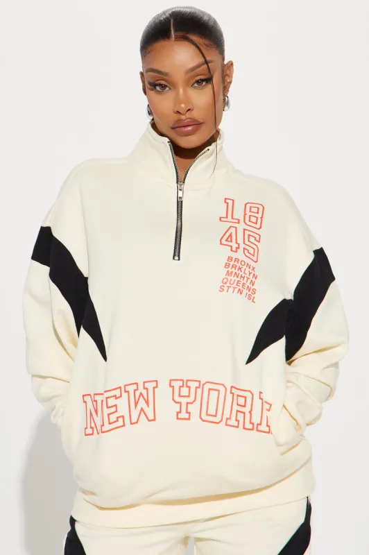 The New York 5 Sweatshirt - Natural/Combo sold by Fashion Nova